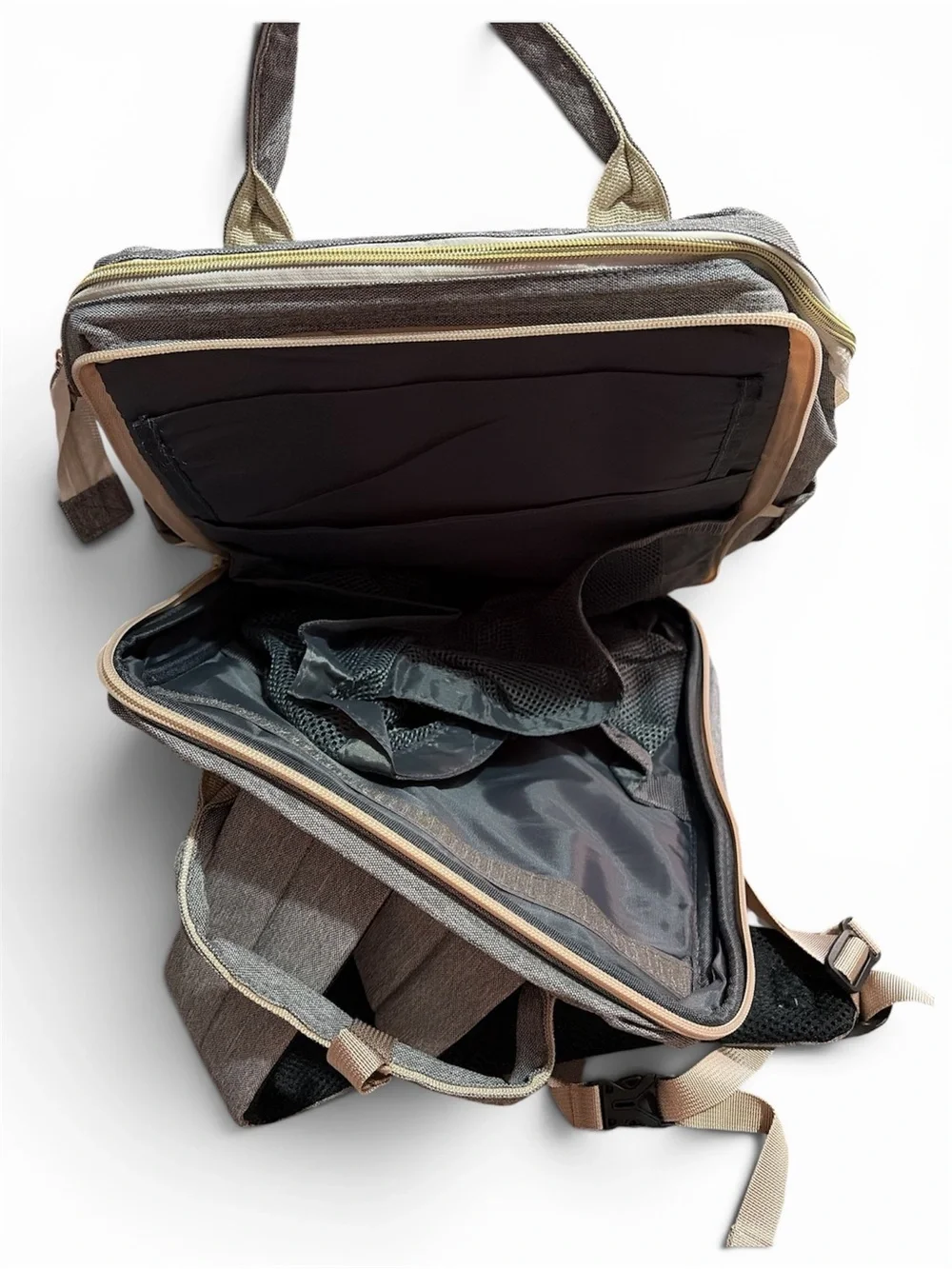 Gray Diaper Bag with built in bassinet/playpen
